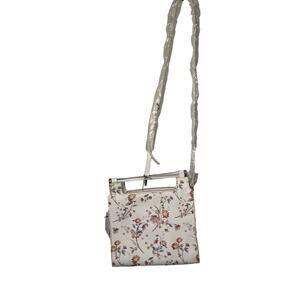 LC Lauren Conrad Spring Bloom Pattern Purse Crossbody Vegan Leather White NWT